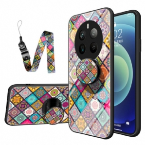 Hülle Realme 12 Pro / 12 Pro Plus Patchwork-unterstützung Und Lanyard