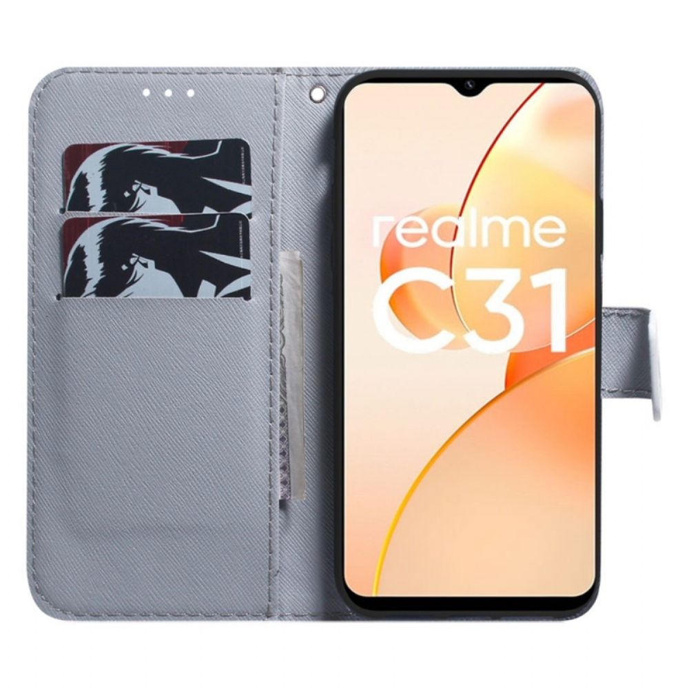 Flip Case Für Realme C31 Aprikosenblüte