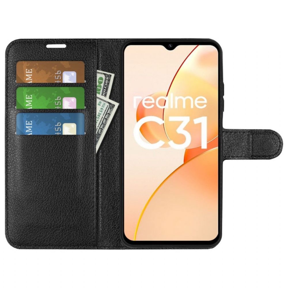 Flip Case Für Realme C31 Auffälliges Kunstleder