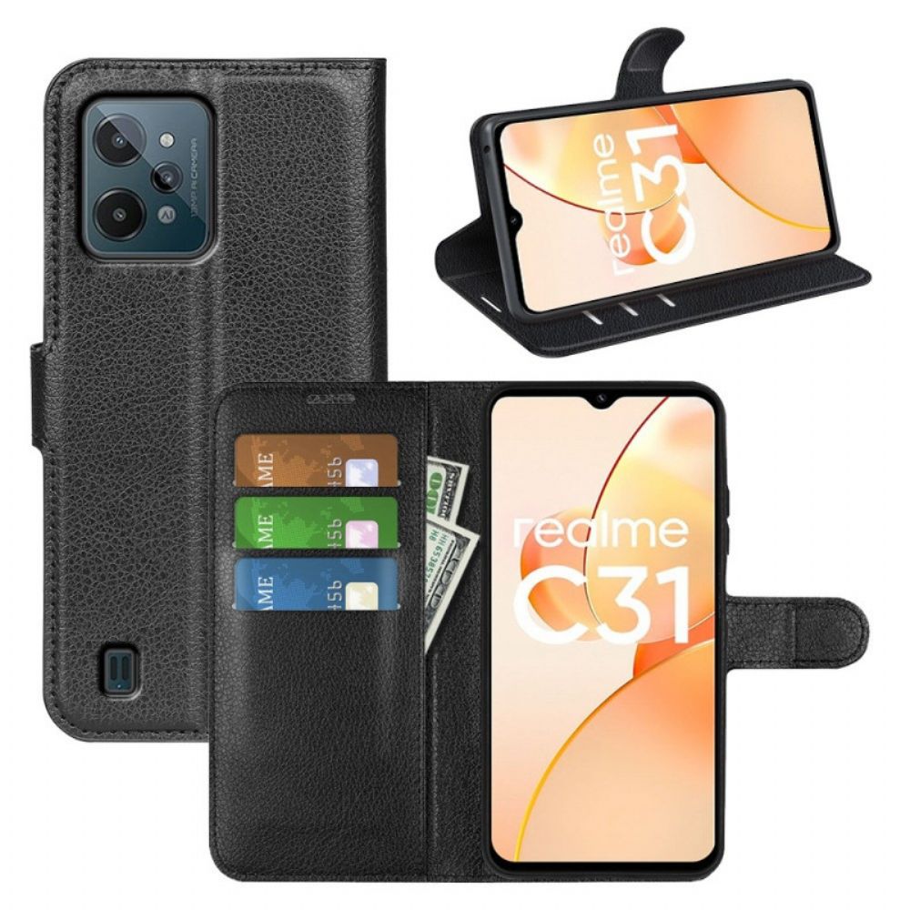 Flip Case Für Realme C31 Auffälliges Kunstleder