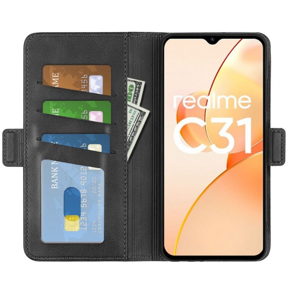 Flip Case Für Realme C31 Klassisches Kunstleder