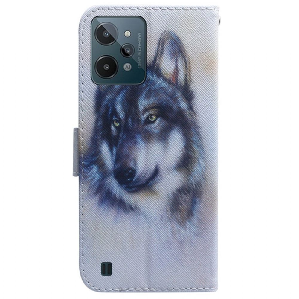 Flip Case Für Realme C31 Wolfskopf