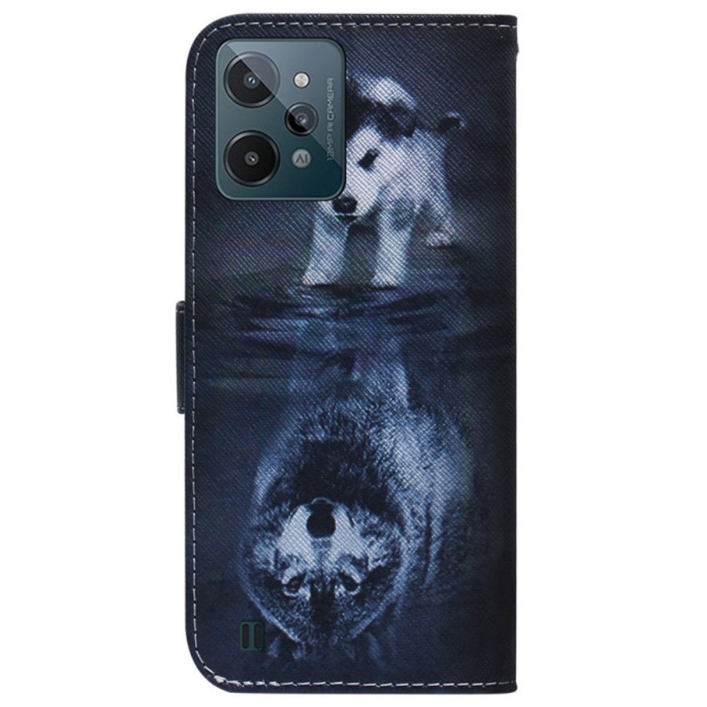 Flip Case Für Realme C31 Zukünftiger Wolf