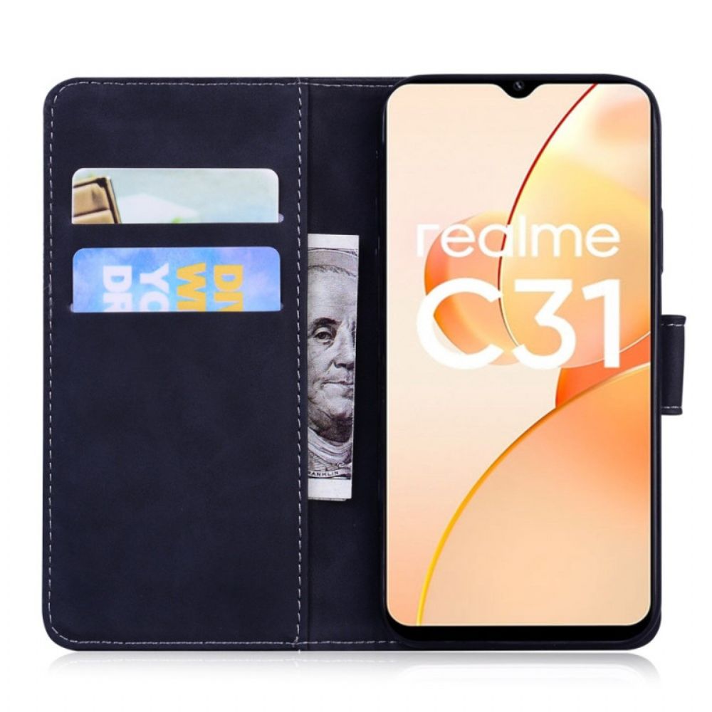 Lederhüllen Für Realme C31 Schmetterling Kunstleder