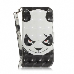 Flip Case Für Xiaomi Redmi Note 7 Mit Kordel Wütender Panda Mit Riemen