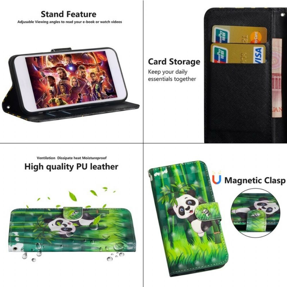 Flip Case Für Xiaomi Redmi Note 7 Panda Und Bambus