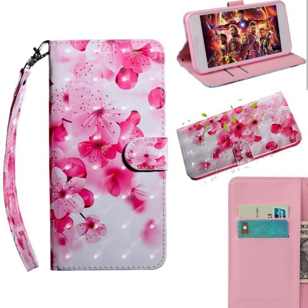 Flip Case Für Xiaomi Redmi Note 7 Rosa Blumen