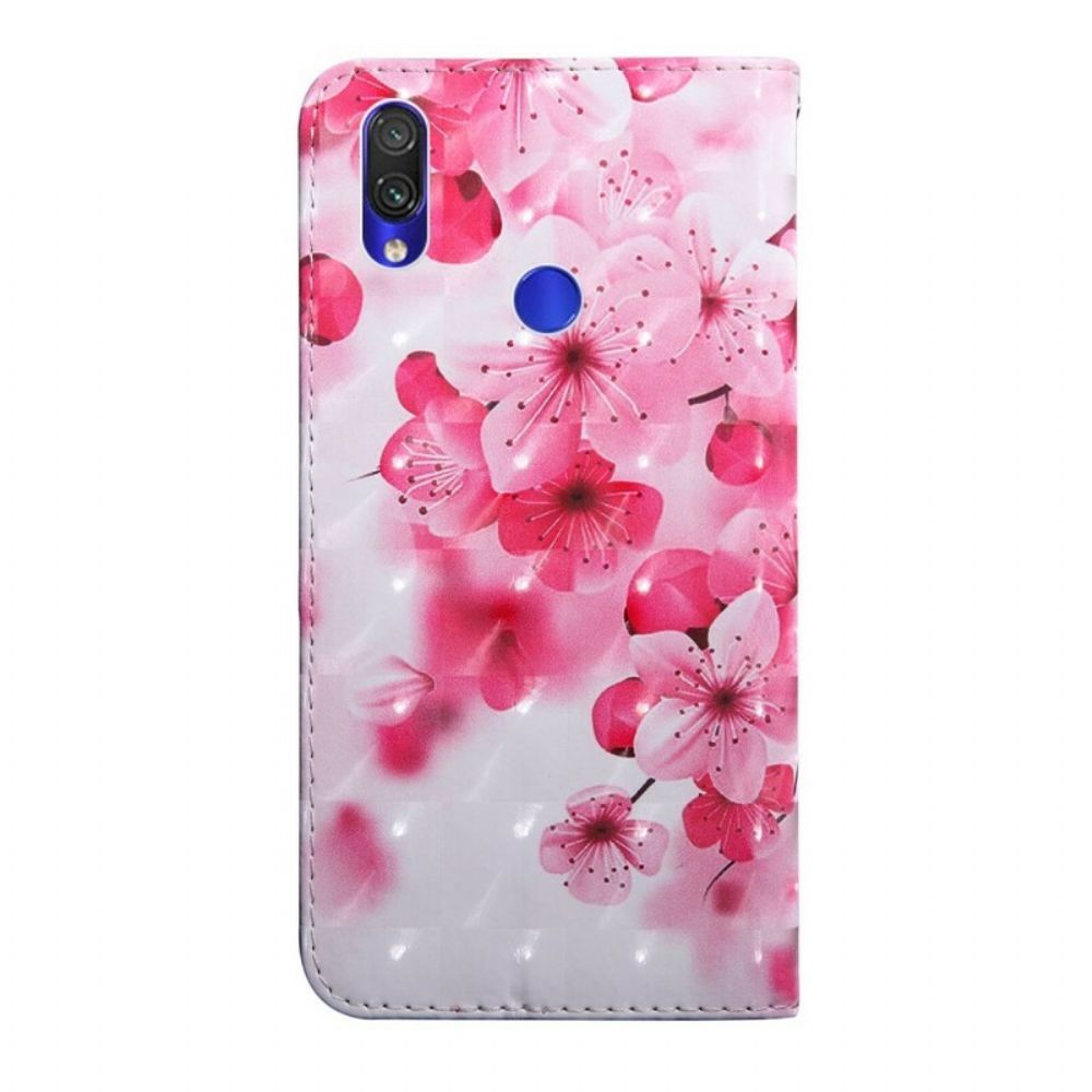 Flip Case Für Xiaomi Redmi Note 7 Rosa Blumen