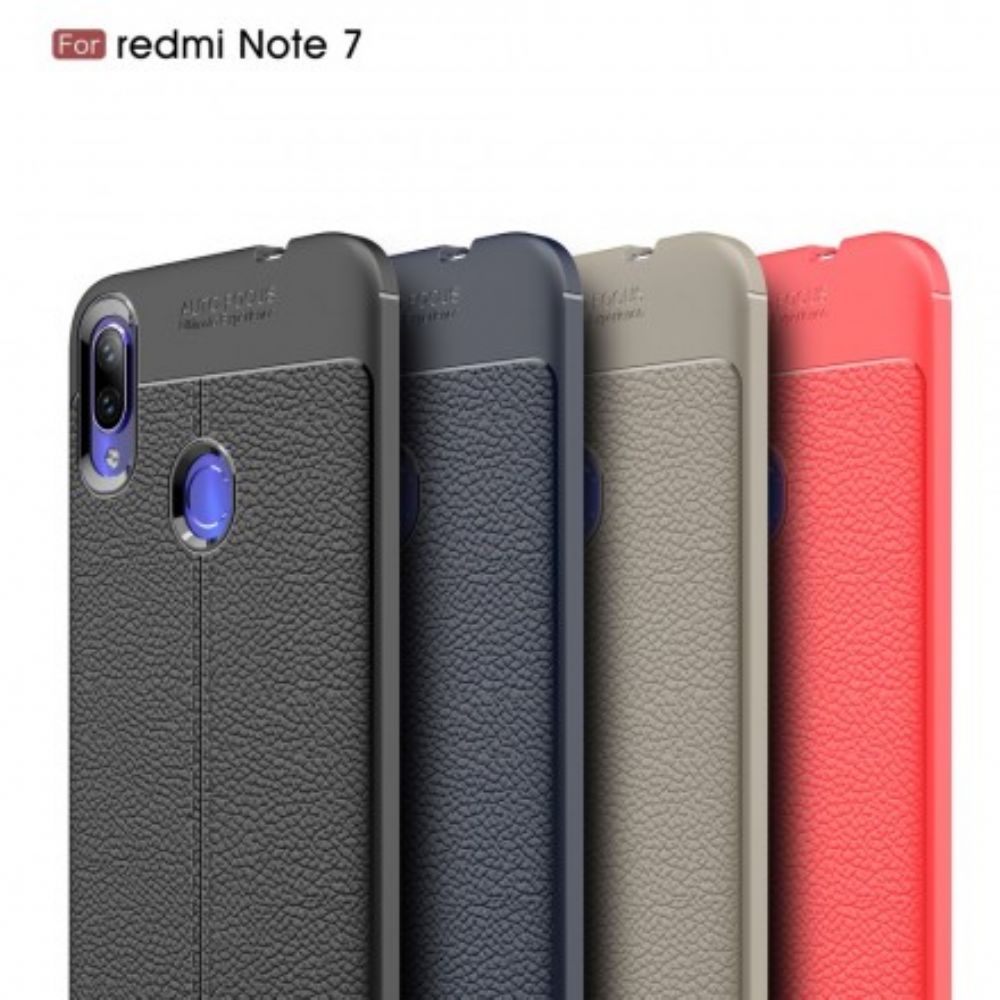 Hülle Für Xiaomi Redmi Note 7 Doppellinie Litchi-leder-effekt