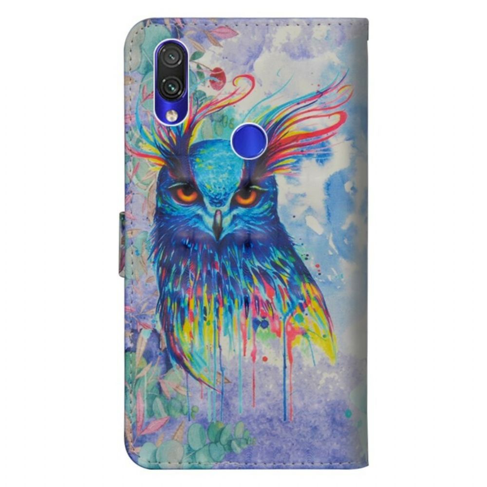 Lederhüllen Für Xiaomi Redmi Note 7 Aquarell Vogel