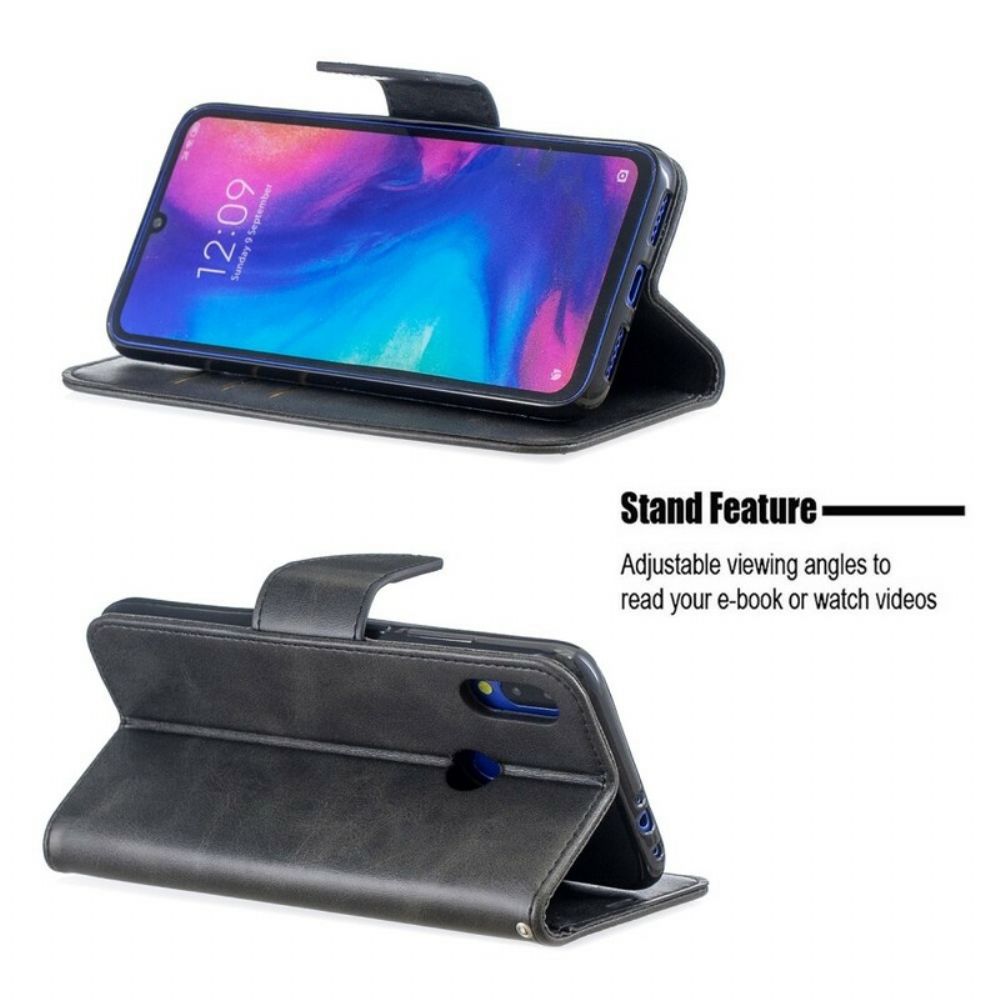 Lederhüllen Für Xiaomi Redmi Note 7 Flip Case Glatte Schräge Klappe