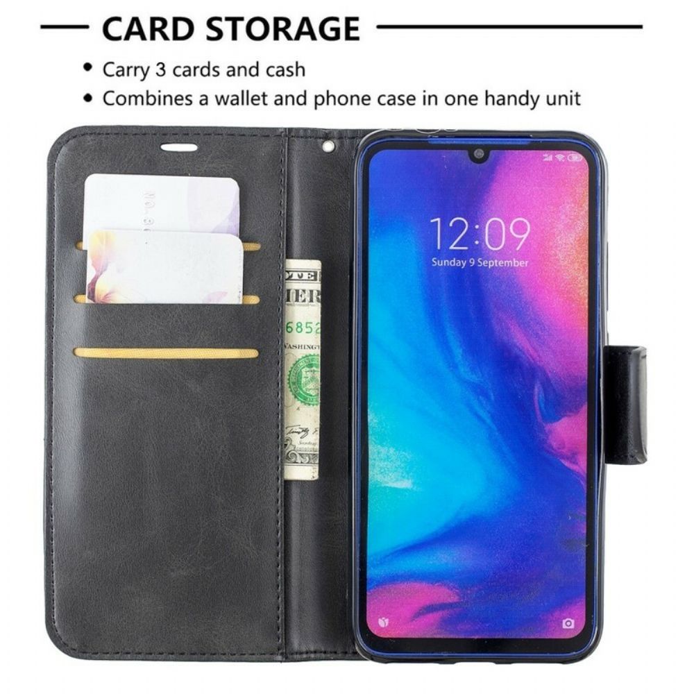 Lederhüllen Für Xiaomi Redmi Note 7 Flip Case Glatte Schräge Klappe