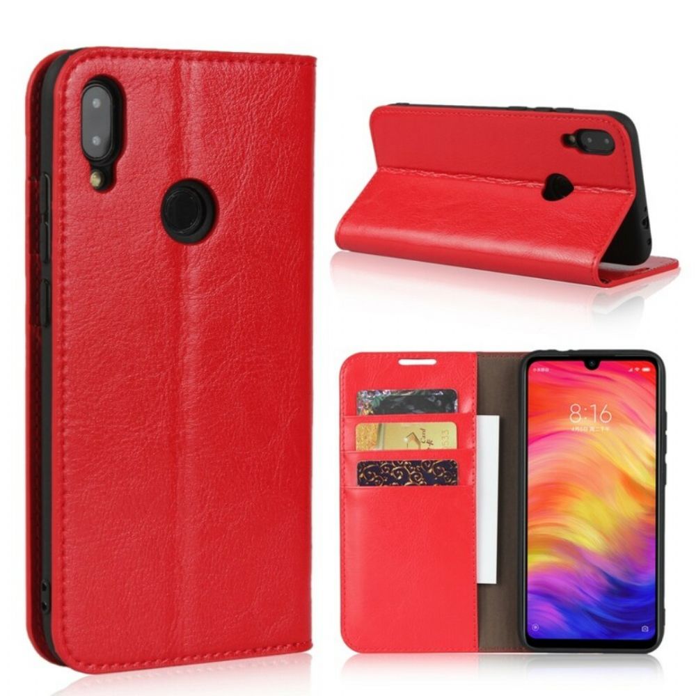 Schutzhülle Für Xiaomi Redmi Note 7 Flip Case Echt Gealtertes Leder