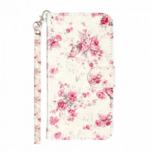 Flip Case Für iPhone 11 Pro Max Mit Kordel Blumen Lichtflecken Mit Riemen