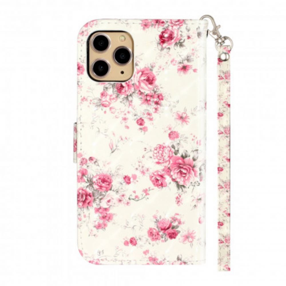 Flip Case Für iPhone 11 Pro Max Mit Kordel Blumen Lichtflecken Mit Riemen