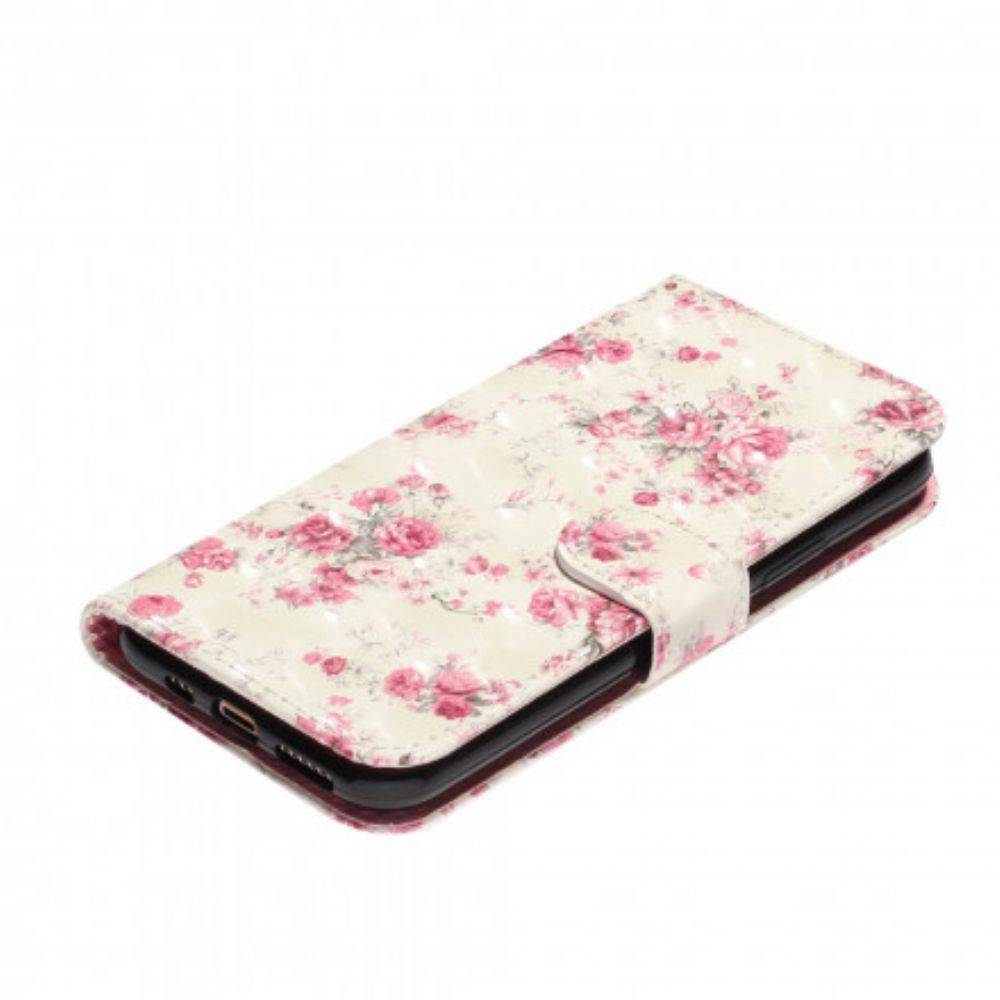 Flip Case Für iPhone 11 Pro Max Mit Kordel Blumen Lichtflecken Mit Riemen