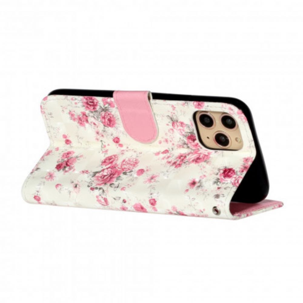 Flip Case Für iPhone 11 Pro Max Mit Kordel Blumen Lichtflecken Mit Riemen