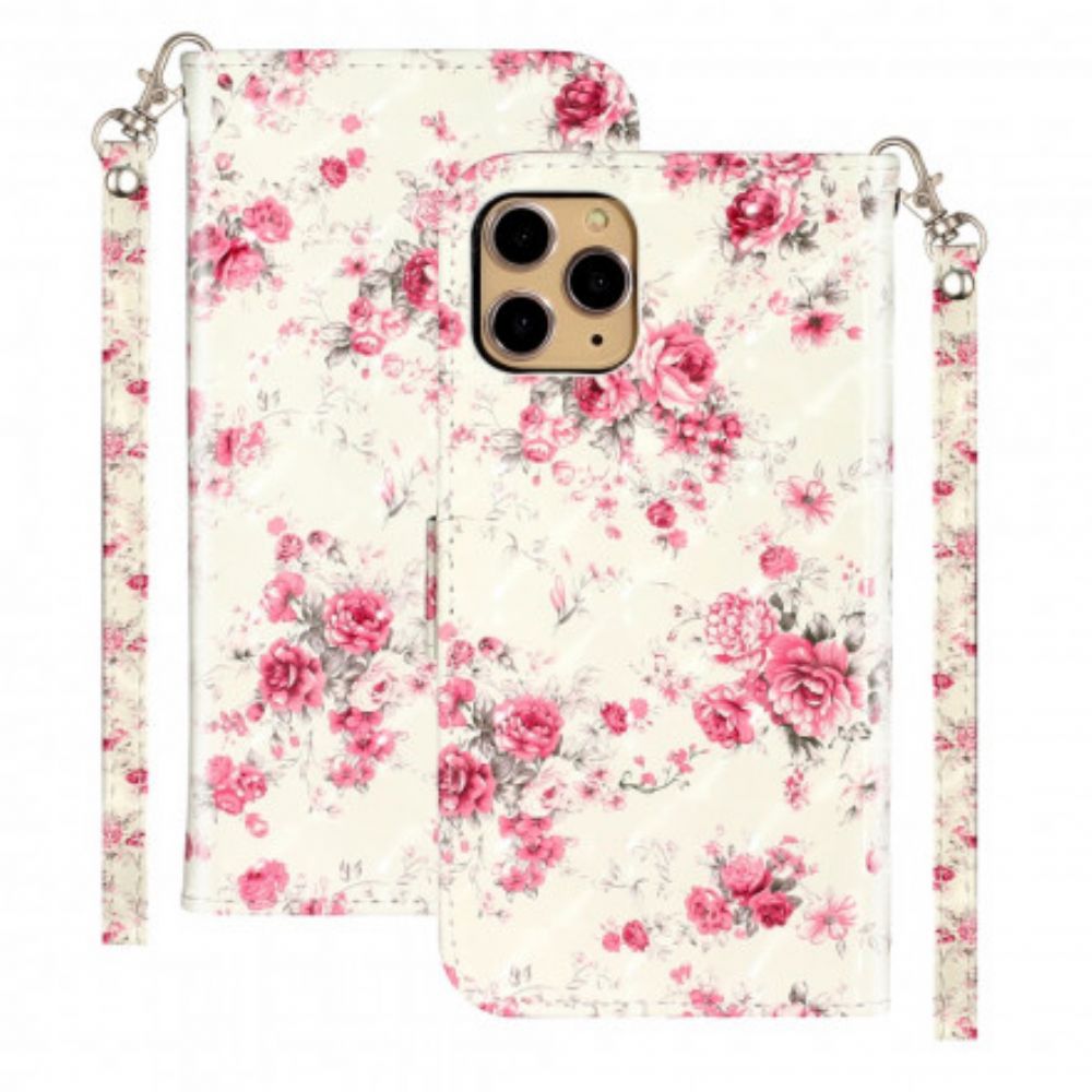 Flip Case Für iPhone 11 Pro Max Mit Kordel Blumen Lichtflecken Mit Riemen