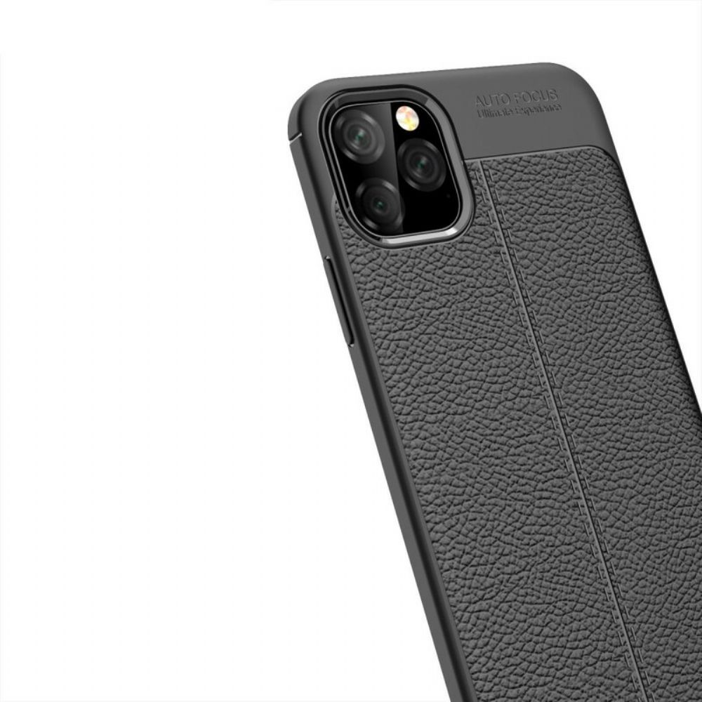 Hülle Für iPhone 11 Pro Max Doppellinie Litschi-leder-effekt