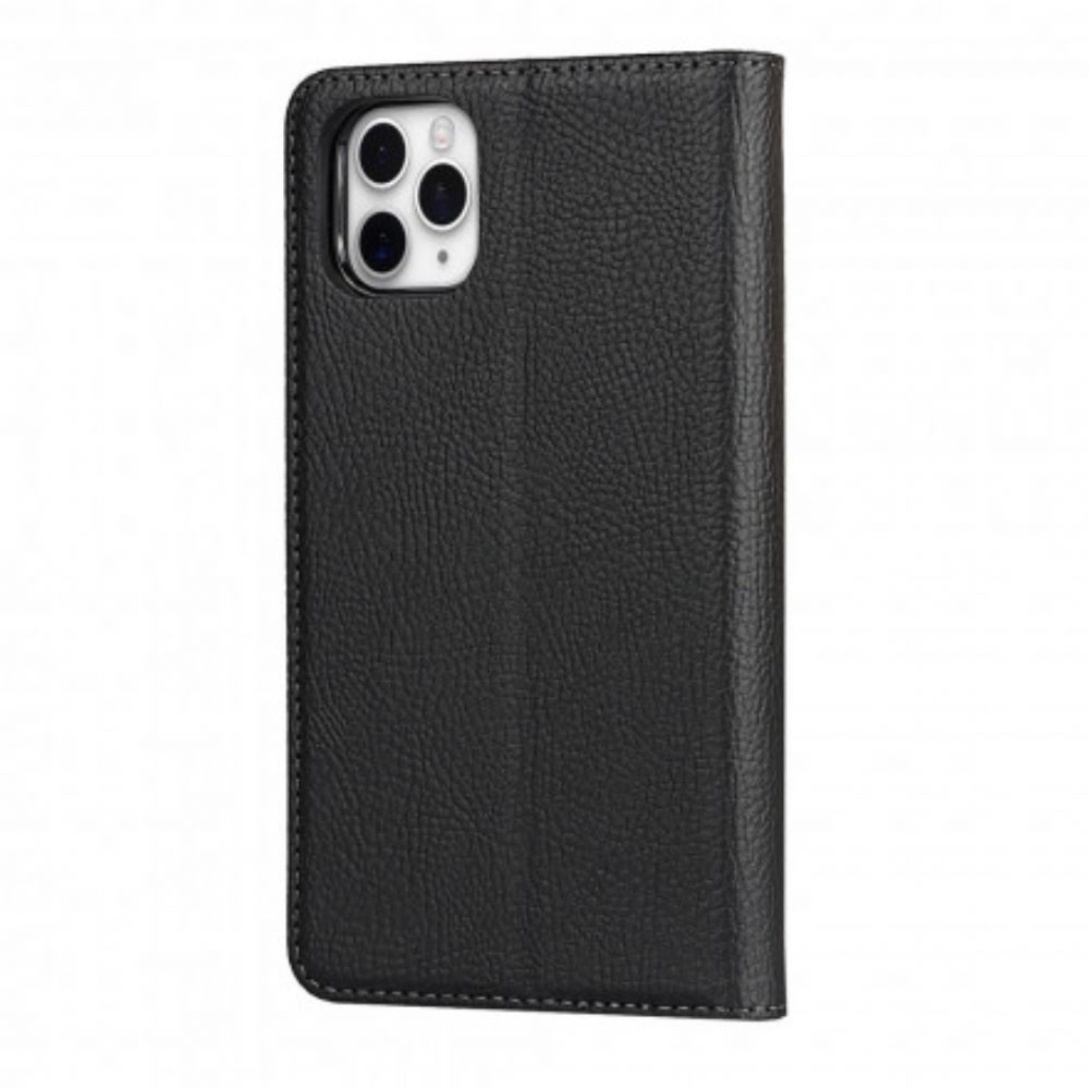 Hülle Für iPhone 11 Pro Max Flip Case Echtes Abnehmbares Litschi-leder