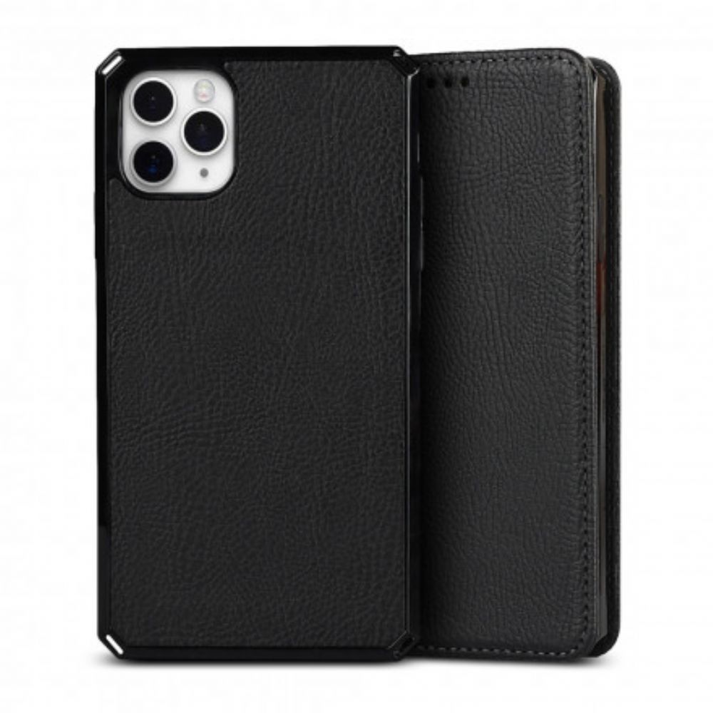 Hülle Für iPhone 11 Pro Max Flip Case Echtes Abnehmbares Litschi-leder