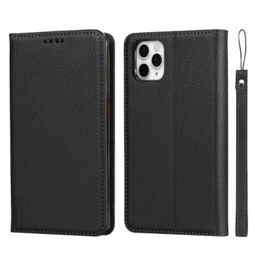 Hülle Für iPhone 11 Pro Max Flip Case Echtes Abnehmbares Litschi-leder