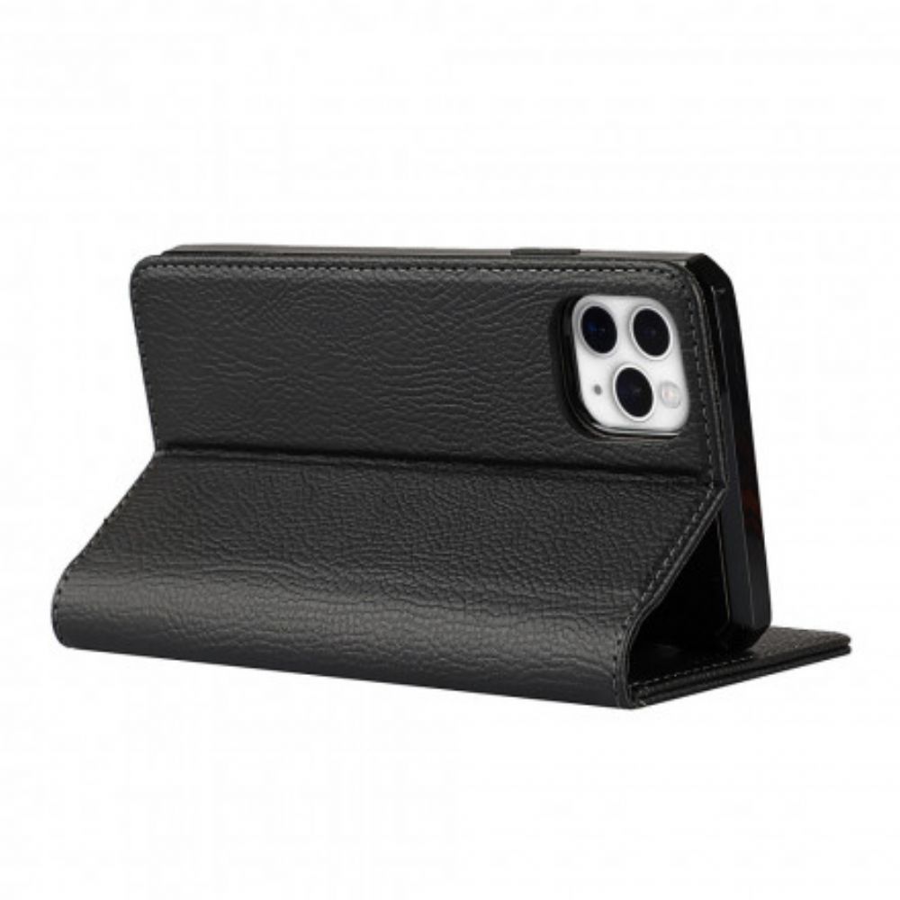 Hülle Für iPhone 11 Pro Max Flip Case Echtes Abnehmbares Litschi-leder