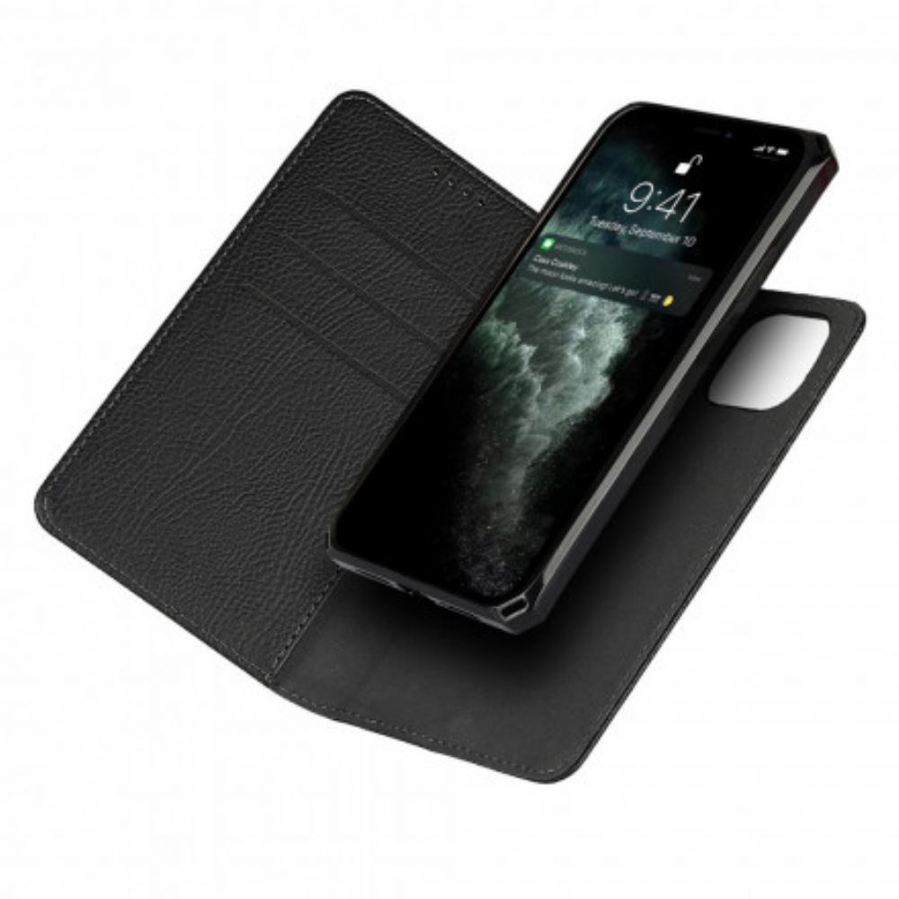 Hülle Für iPhone 11 Pro Max Flip Case Echtes Abnehmbares Litschi-leder