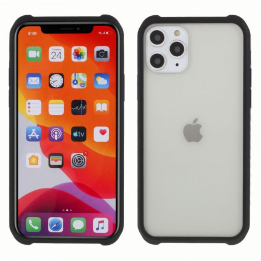 Hülle Für iPhone 11 Pro Max Gehärtetes Glas Und Silikon Mit Bildschirmfolie