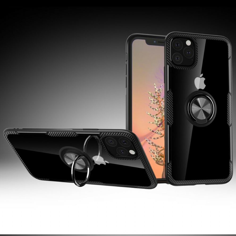 Hülle Für iPhone 11 Pro Max Ring-stützkanten Metalleffekt