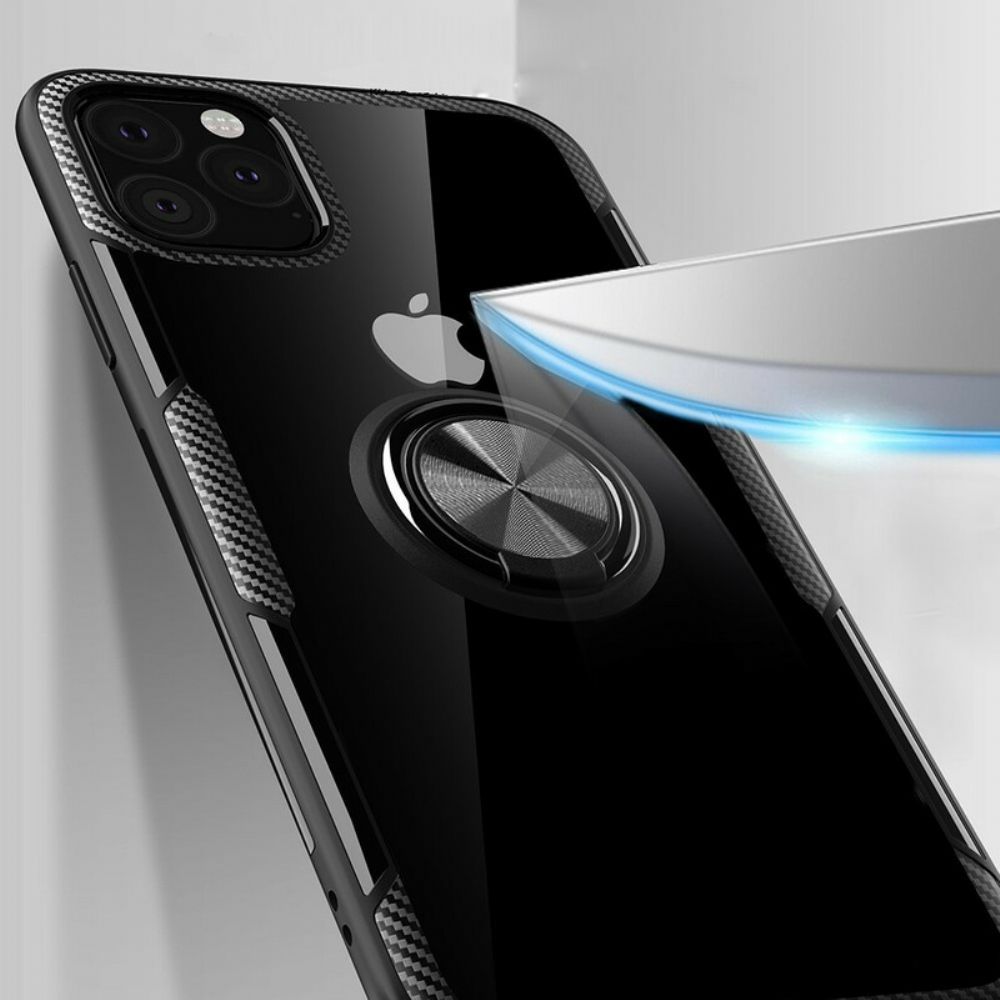 Hülle Für iPhone 11 Pro Max Ring-stützkanten Metalleffekt