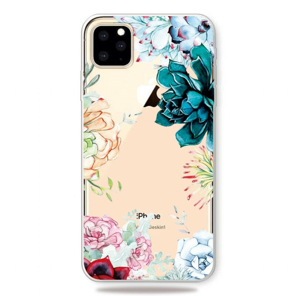 Hülle Für iPhone 11 Pro Max Transparente Aquarellblumen