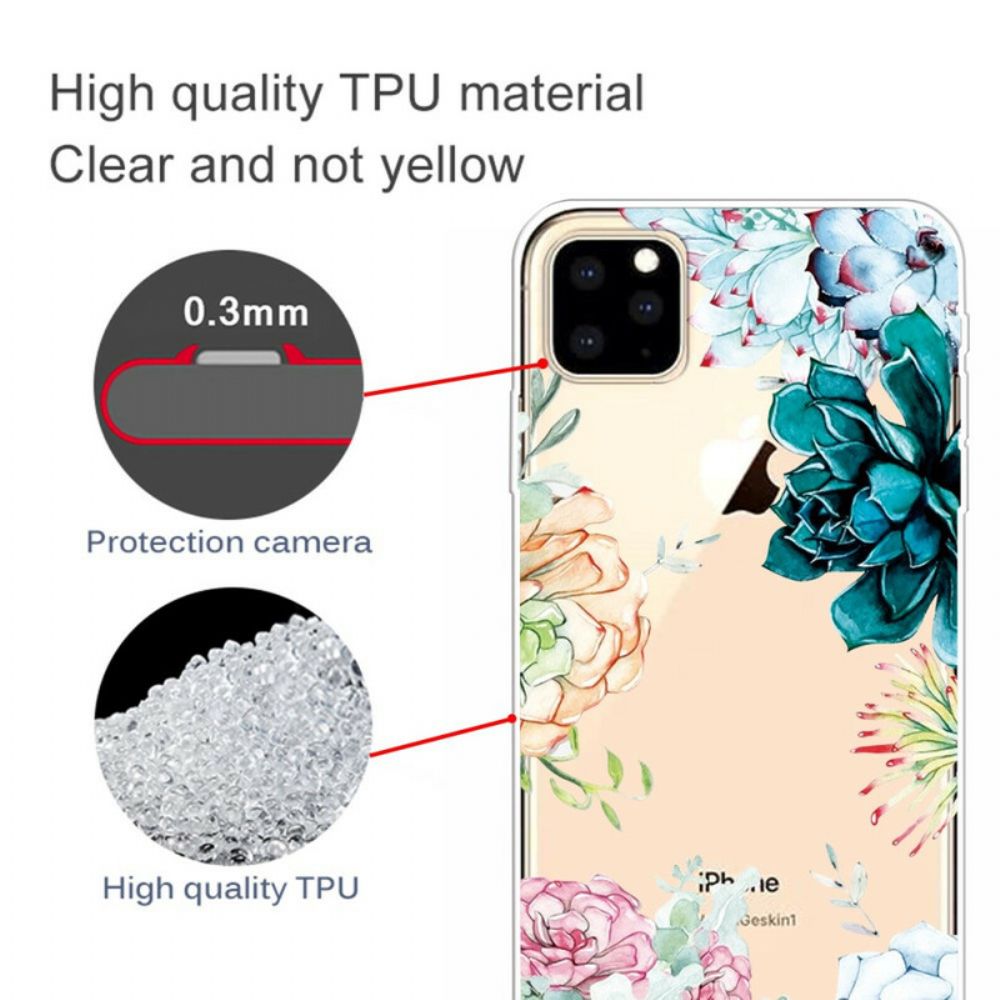 Hülle Für iPhone 11 Pro Max Transparente Aquarellblumen