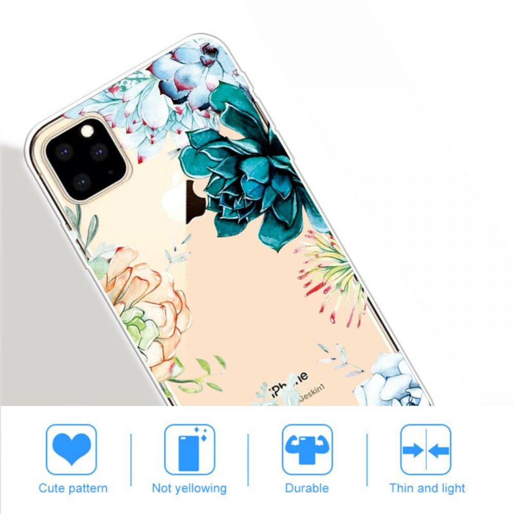 Hülle Für iPhone 11 Pro Max Transparente Aquarellblumen