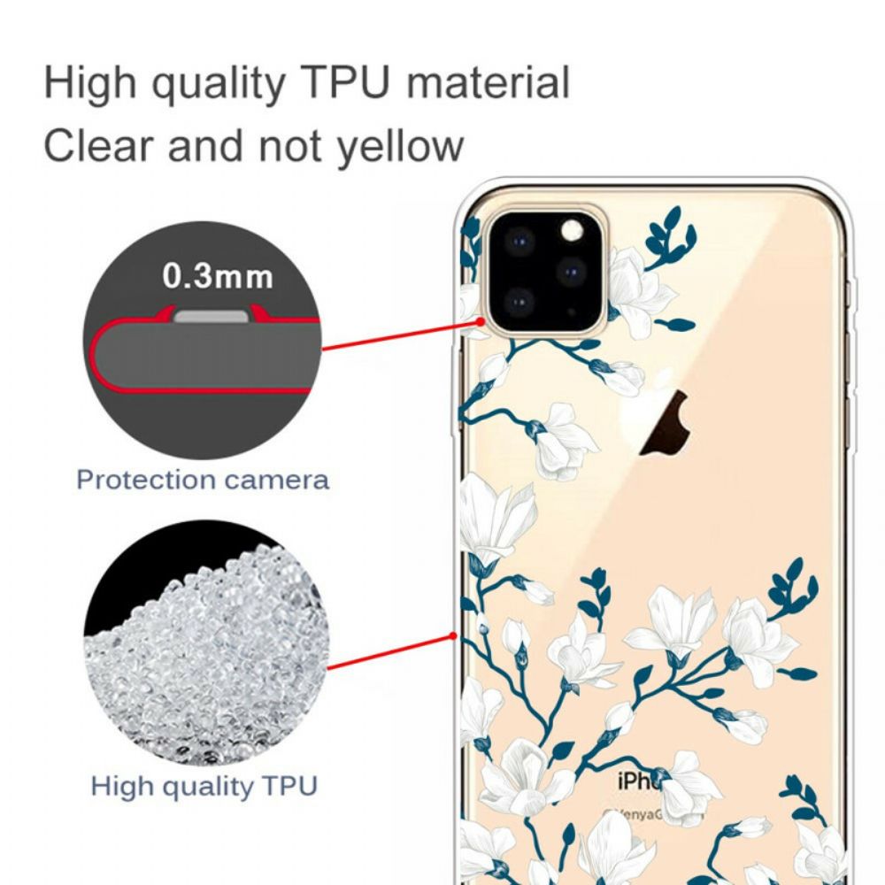 Hülle Für iPhone 11 Pro Max Weiße Blumen