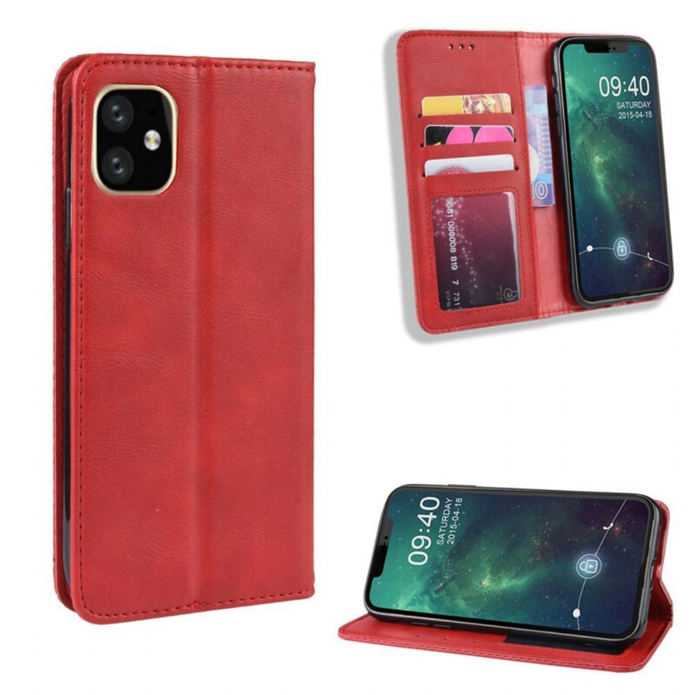 Schutzhülle Für iPhone 11 Pro Max Flip Case Stilisierter Vintage-ledereffekt