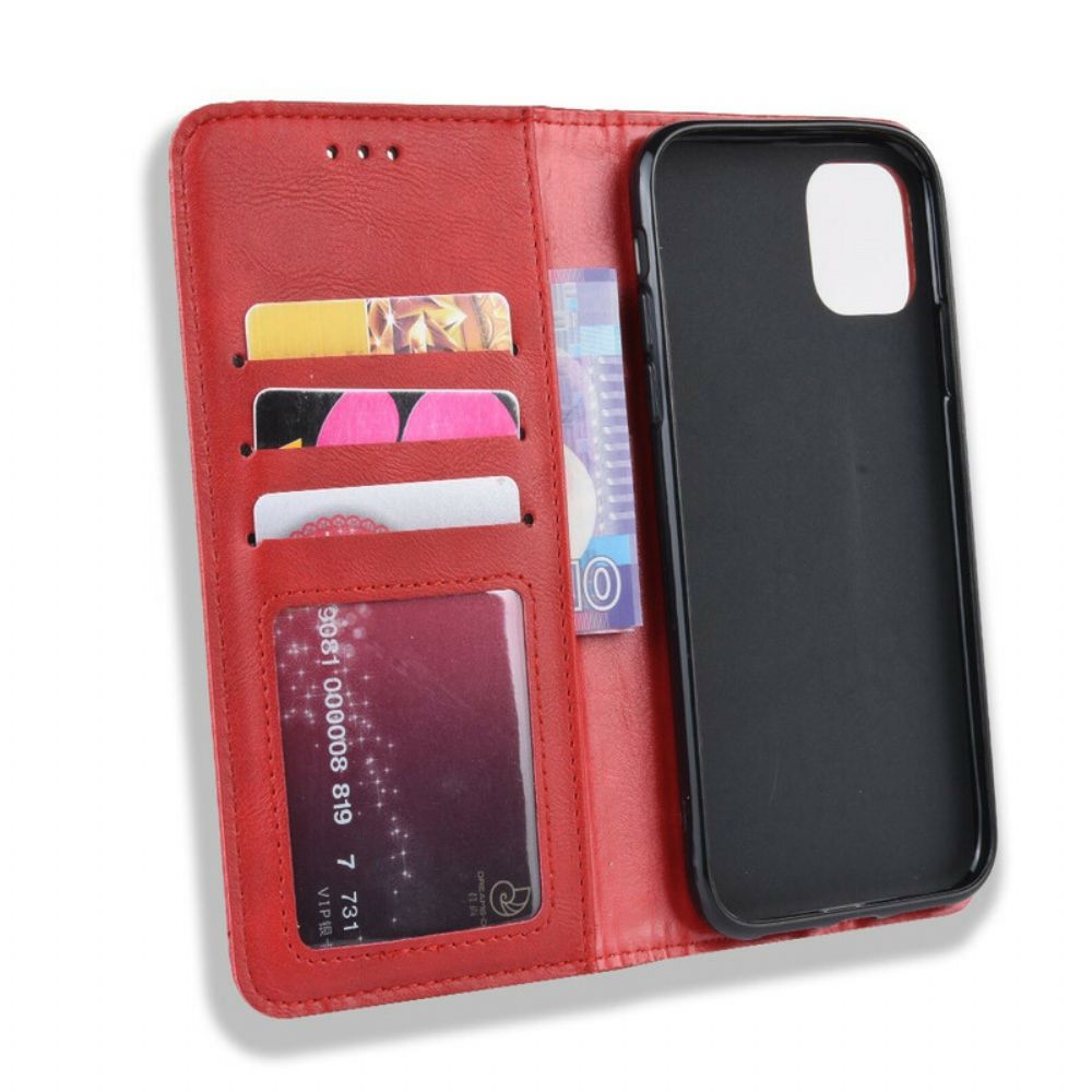 Schutzhülle Für iPhone 11 Pro Max Flip Case Stilisierter Vintage-ledereffekt