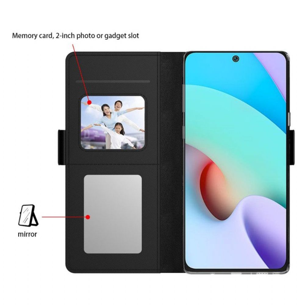 Flip Case Für Xiaomi Redmi Note 12 5G Abnehmbarer Spiegel Und Kartenhalter