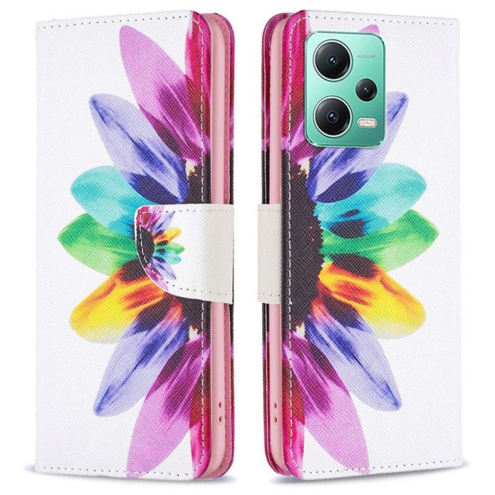 Flip Case Für Xiaomi Redmi Note 12 5G Aquarellblume