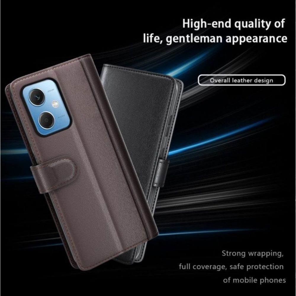 Flip Case Für Xiaomi Redmi Note 12 5G Echtes Leder