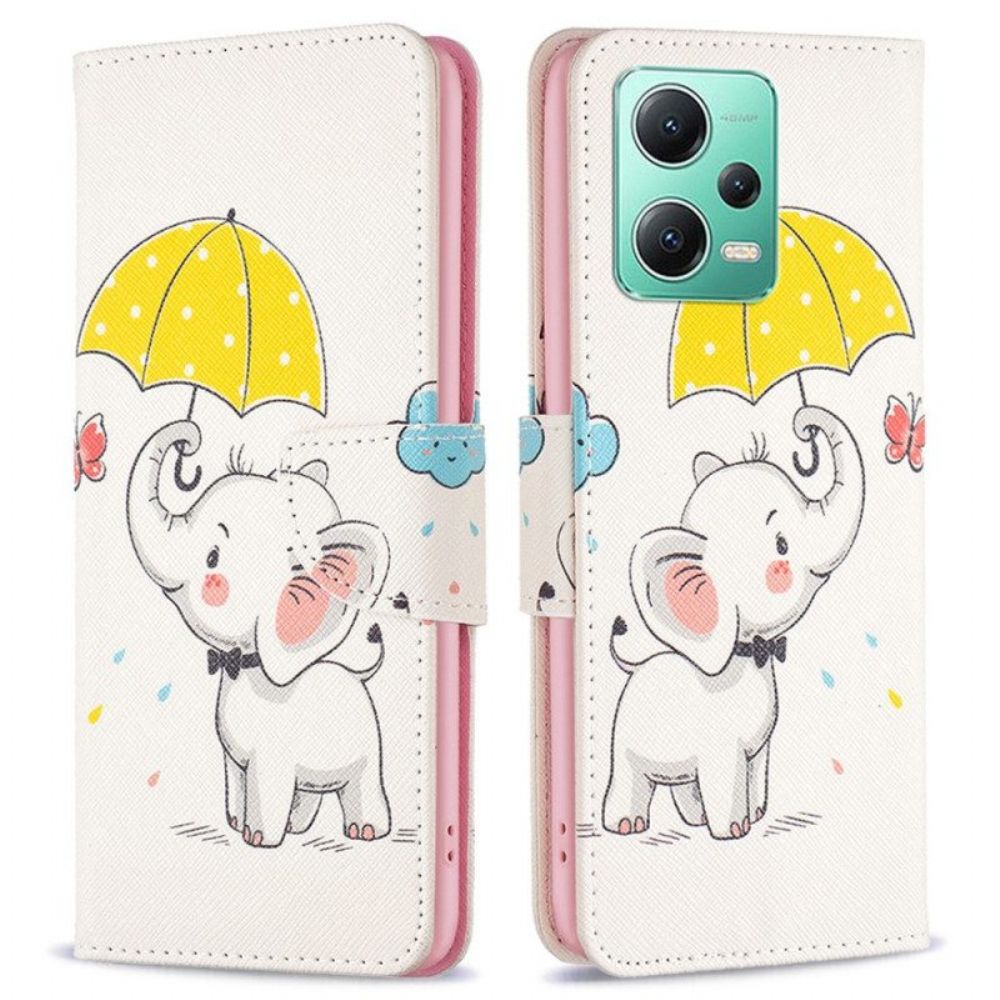 Flip Case Für Xiaomi Redmi Note 12 5G Elefant Im Regen