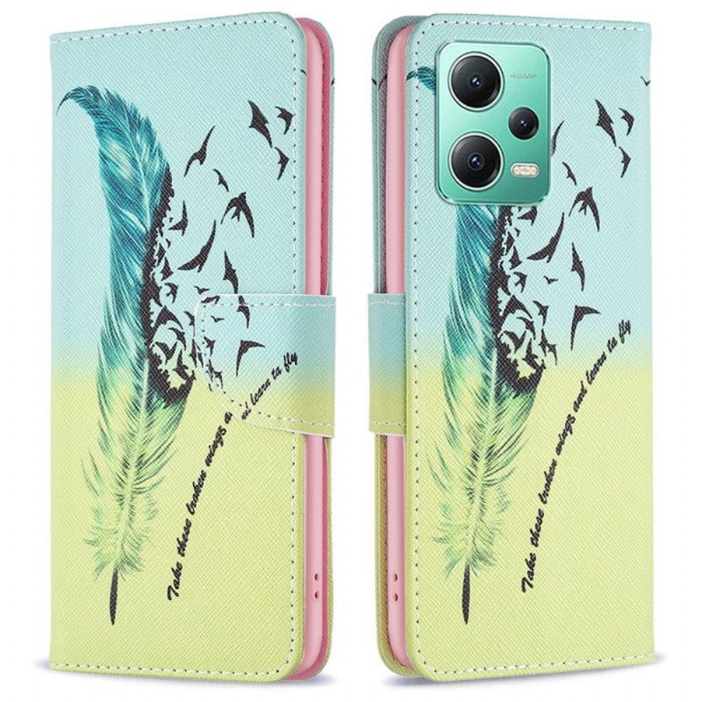 Flip Case Für Xiaomi Redmi Note 12 5G Feder