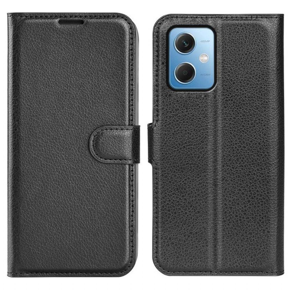 Flip Case Für Xiaomi Redmi Note 12 5G Klassischer Litschi-ledereffekt