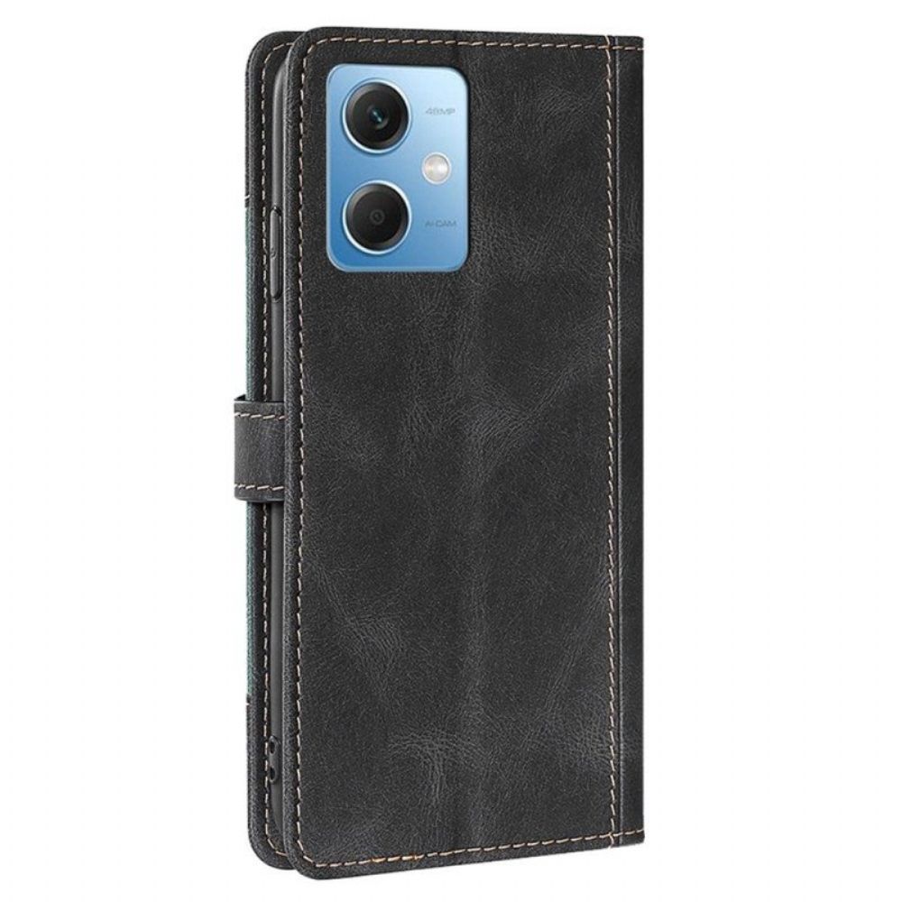 Flip Case Für Xiaomi Redmi Note 12 5G Zweifarbiges Blumenmuster