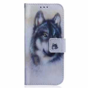 Lederhüllen Für Xiaomi Redmi Note 12 5G Mit Kordel Riemchen-aquarell-wolf