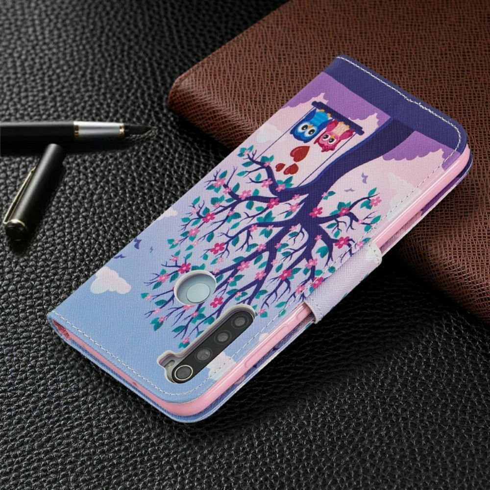 Flip Case Für Xiaomi Redmi Note 8 Eulen Auf Der Schaukel