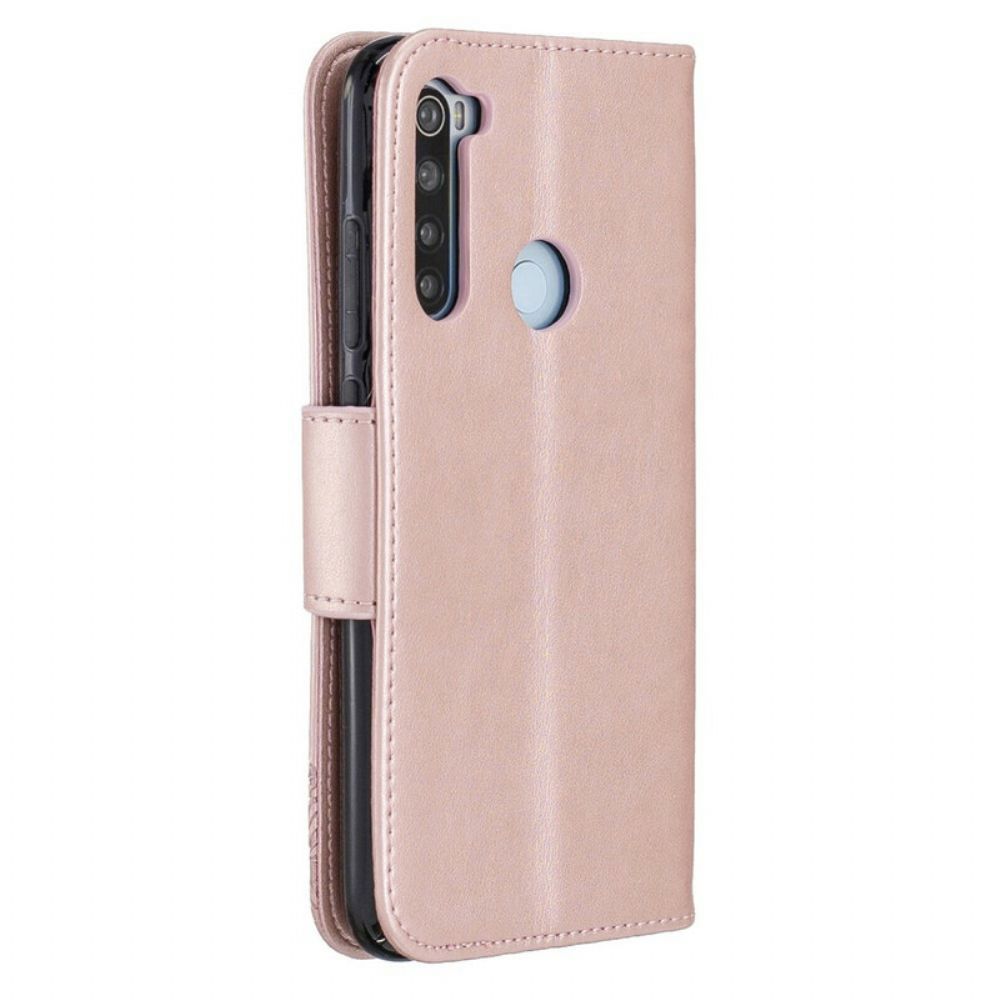 Flip Case Für Xiaomi Redmi Note 8 Mit Kordel Schmetterlinge Bedruckter Riemen