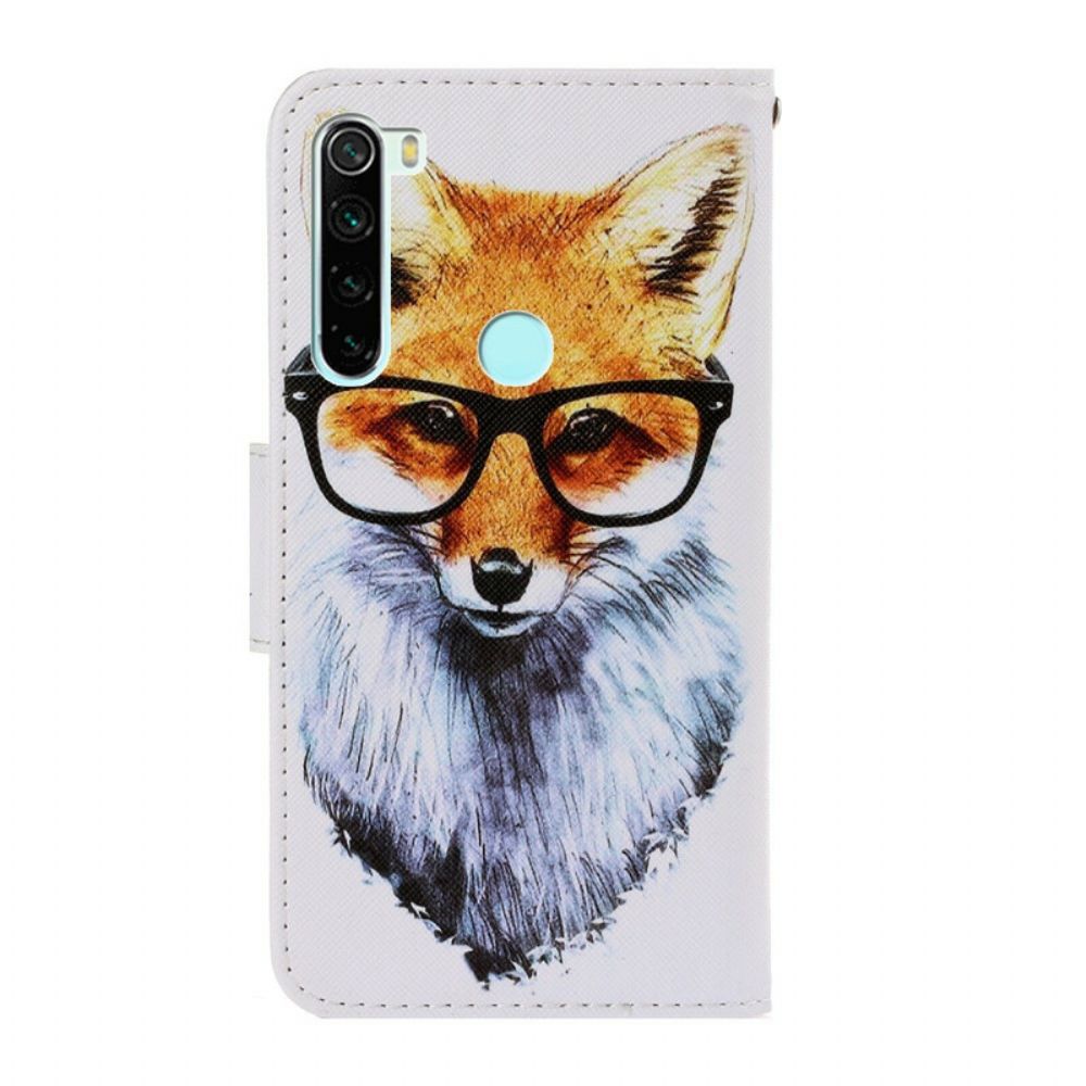 Flip Case Für Xiaomi Redmi Note 8 Mit Kordel Smart Fox Mit Riemen