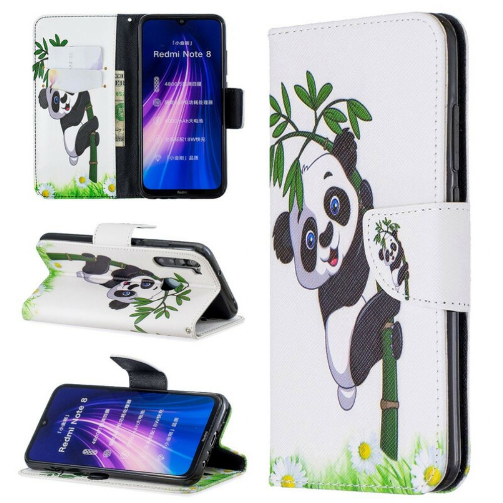 Flip Case Für Xiaomi Redmi Note 8 Panda Auf Bambus