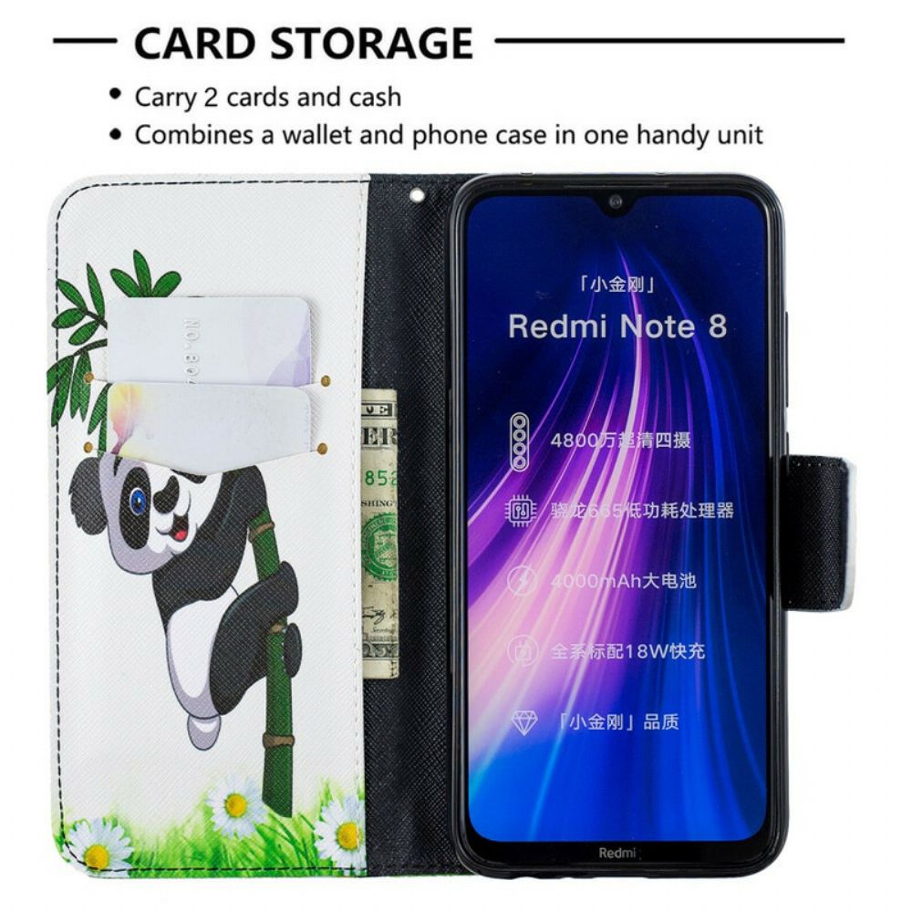 Flip Case Für Xiaomi Redmi Note 8 Panda Auf Bambus